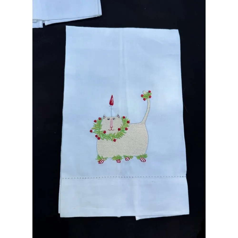 3 New Vintage Patience Brewster Krinkles Embroidered Christmas Tea Towels Set K2